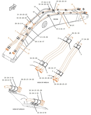 CAT349 製造工場からの掘削機管のシリンダーオイルパイプに適用する
