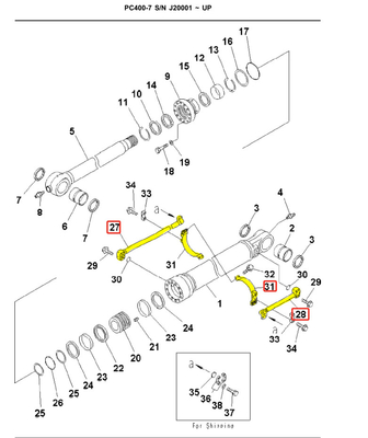 PC400 エグババターパイプライン オイルシリンダー 鋼管 208-62-71560 208-62-71570 208-62-71580