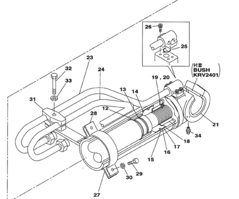 SH210-5A エグババター用スペアパーツ スミトモ・チューブ用シリンダーオイルパイプ