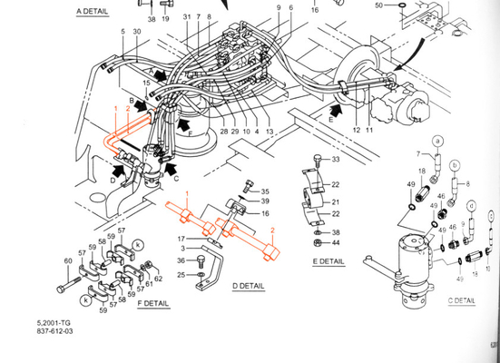 HD820 掘削機 水力オイルシリンダー 鉄管管管管管管管管管管管管 修理用