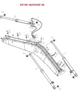DX190-3B DX200-3B 掘削機管道 建設工事 水力配送管