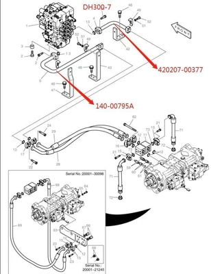 DH300LC-7 水力系配送器 掘削機用中腕パイプ