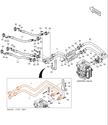 新しく設計されたDX200A 水力システム配送機 掘削機用鉄管用ブームパイプ
